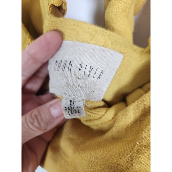 Moon River Women's Sz. XS Mustard Yellow Fluttered & Flounced Dress - Picture 2 of 6